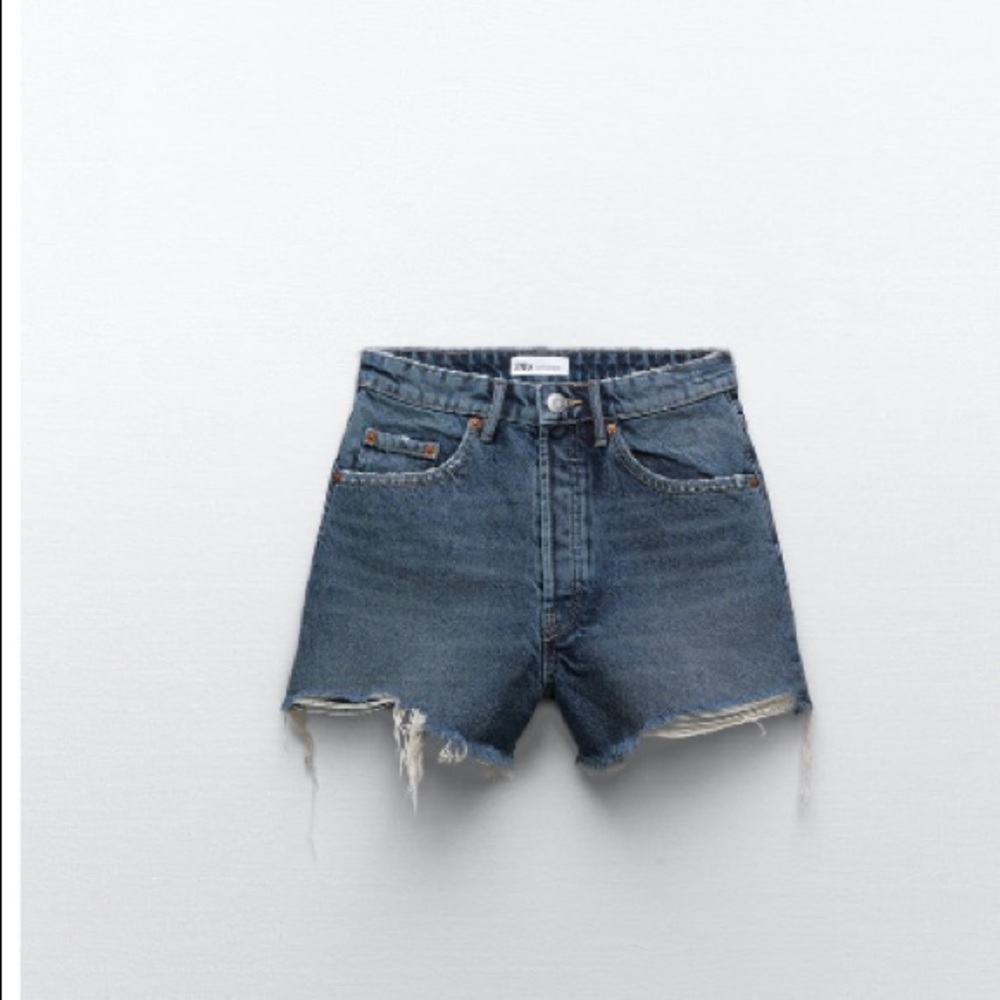 Zara high rise frayed shorts